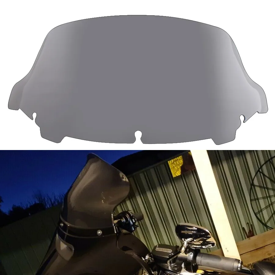 10.5'' Motorcycle Wave Windshield Windscreen Wind Deflector For Harley Electra Street Tri Glide Ultra Limited CVO FLHX FLHT 2014