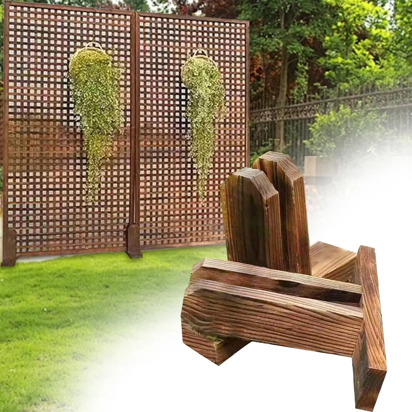

2Pcs Garden Fence Support Decorative Fences Base Stable Wooden Fencing Patio