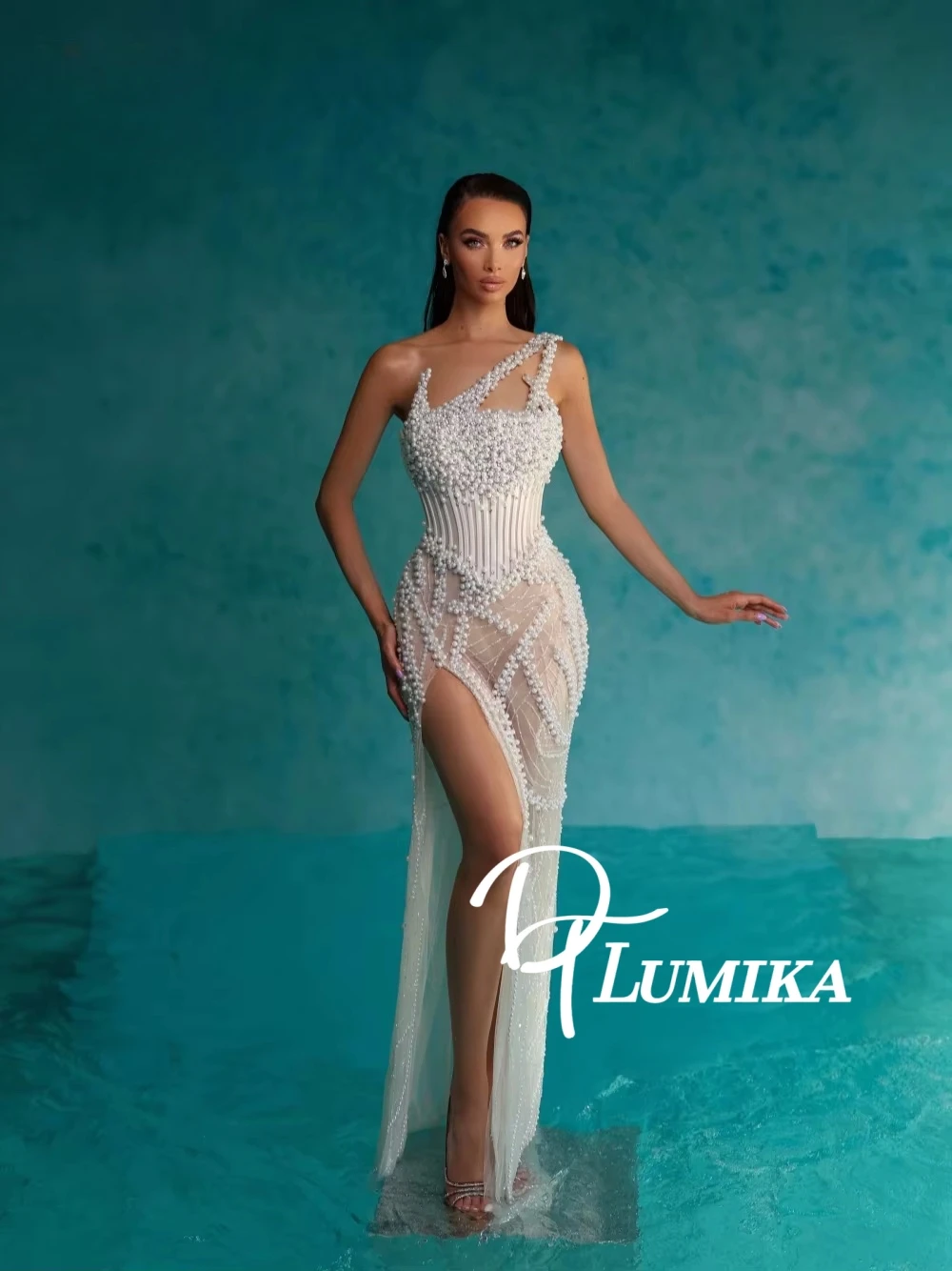 

Асимметричный корсет, изысканное вечернее платье с жемчугом, официальное платье для выпускного вечера, женское потрясающее сексуальное платье для коктейльной вечеринки