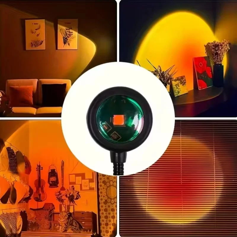 USB LED Sunset Lamp LED Rainbow Neon Night Light Projector Home Decor Mood Light For Bedroom Living Room Wall Gift Photography