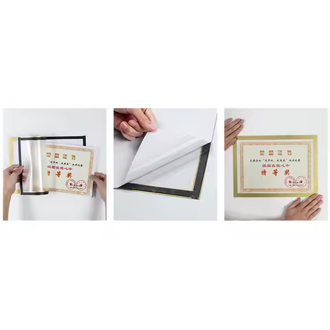 3PCS Magnetic Poster Display Frame A4/A6 Self-adhesive Non-developmental Photo Art Wall Sticker Frame for Photos Certificate