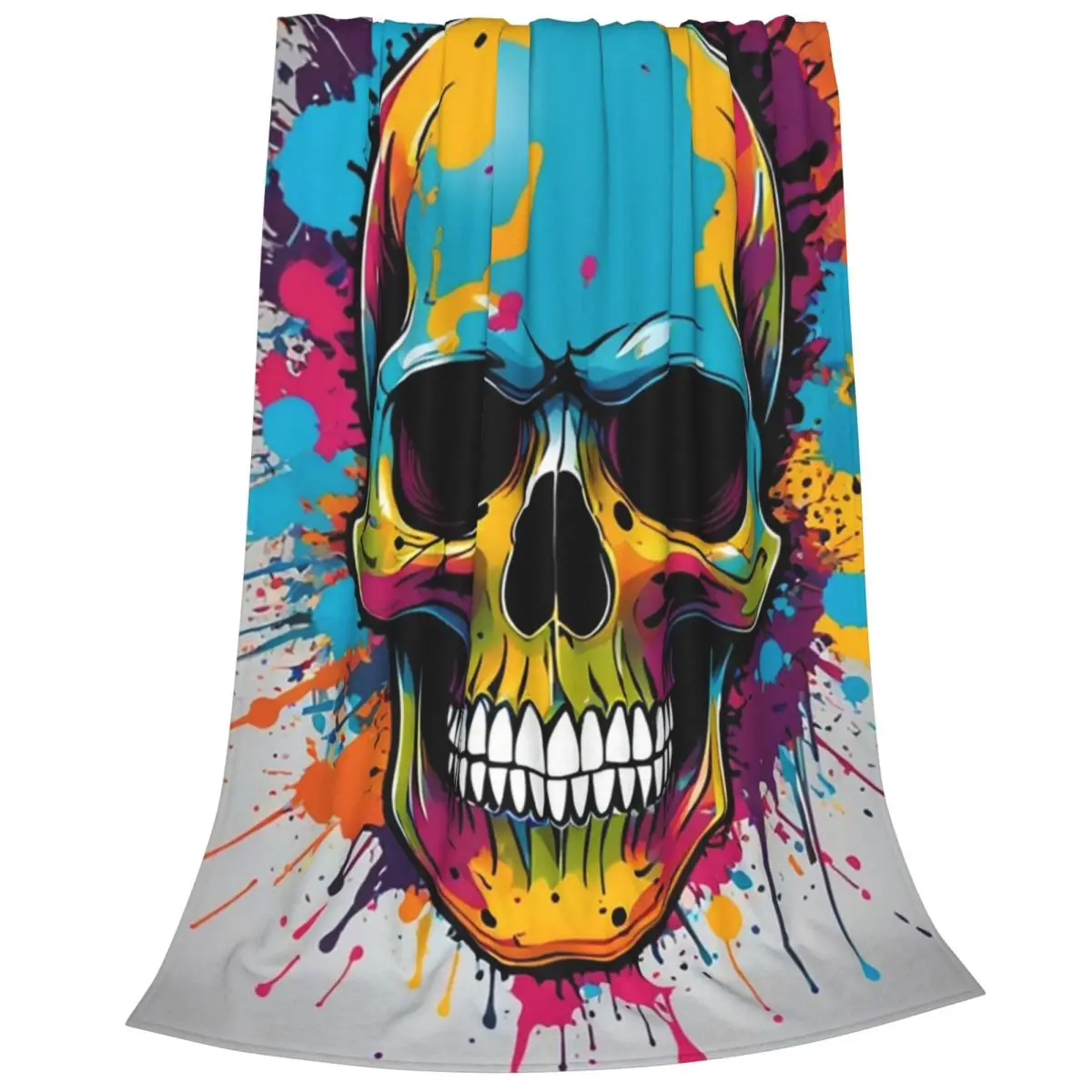 Bursting Ink And A Skull Blanket Flannel Portable Sofa Throw Blankets For Home Bedroom Office Throws Bedspread Quilt