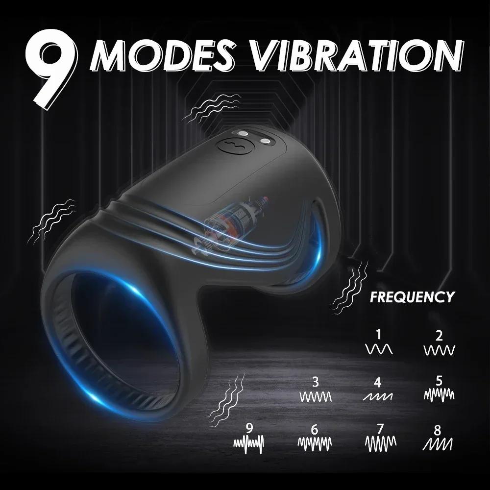 Wearable Sleeve for Penis Cock Ring Vibrator Sex Toys for Adults Vibrating Rings Penis Delay Trainer Stimulator Men Sexy Toys