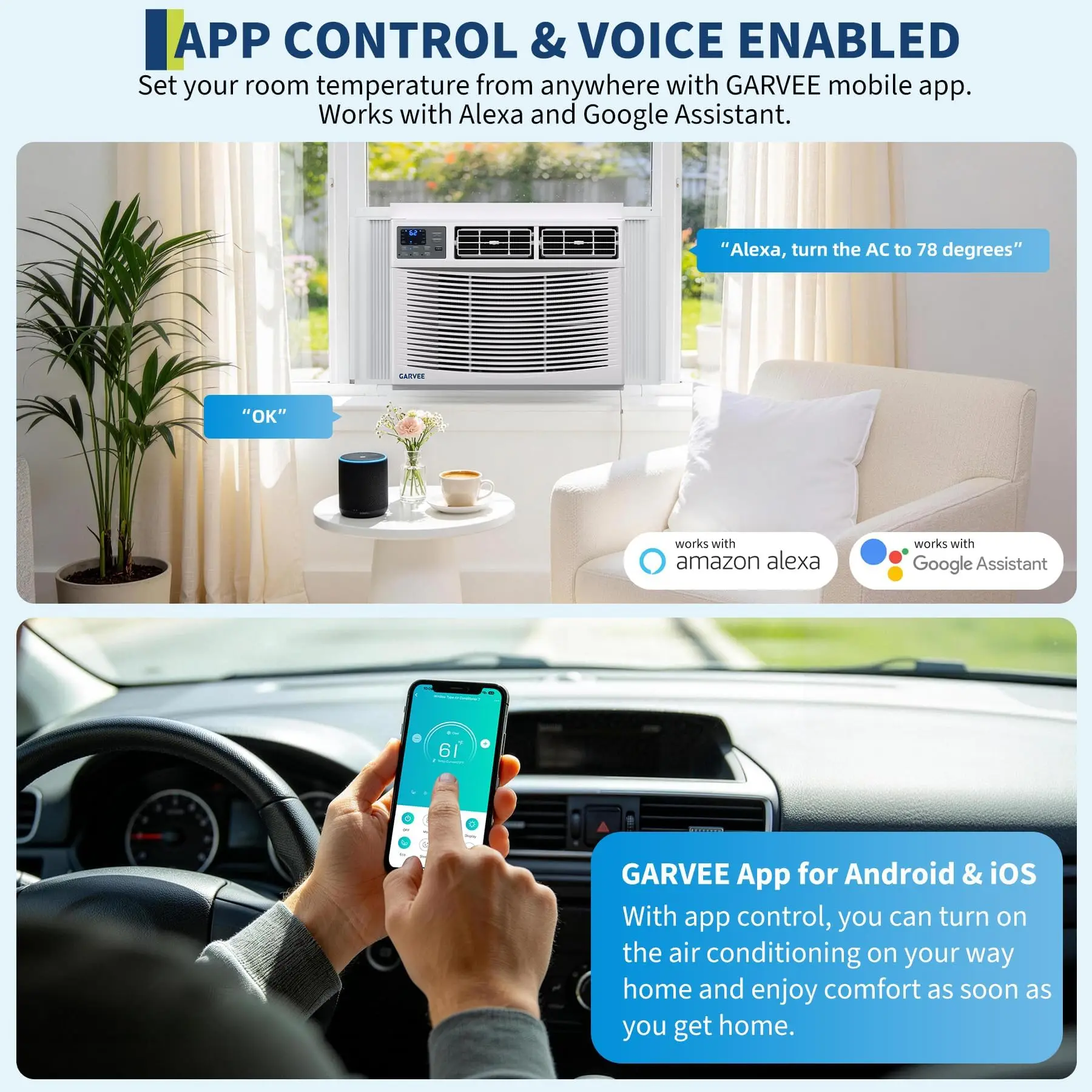 4 In 1 Window Air Conditioner And Heater Combo Dehumidifier And Fan Smart WiFi App Remote Control Energy Efficient Cooling And Heating Alexa Compatible Up To 350 Sq Ft US Standard view 2