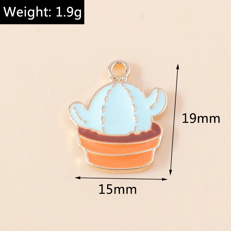10 Stück niedliche gemischte Pflanzen-Kaktus-Anhänger, Emaille-Tier-Anhänger, Alpaka-Anhänger für die Schmuckherstellung, Halsketten, Ohrringe, DIY-Bastelarbeiten, Geschenke – Detail 13