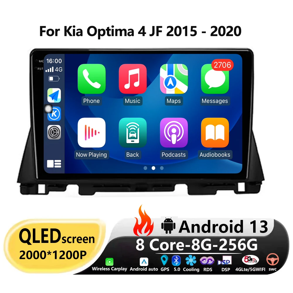 

9 Inch Android 13 For Kia Optima 4 JF 2015 - 2020 Car Monitor Stereo Radio Multimedia Player Navigation GPS 5G WIFI BT Tools 4G