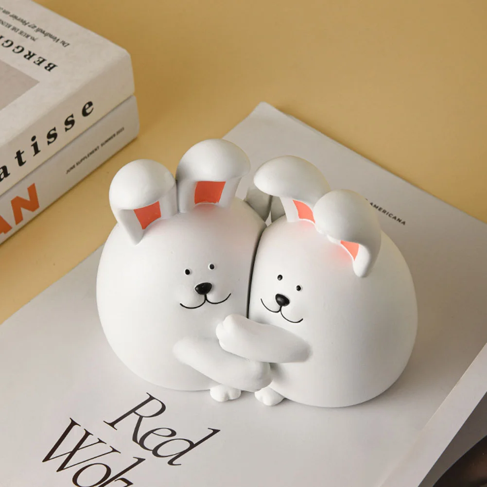 

Hug Rabbit Bookend Vertical Organization File Ends Books Prevent from Tumbling Resin Decorative