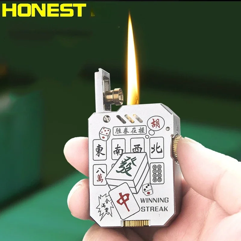 2026 HONEST High End Aluminum Alloy Shell Integrated Kerosine Lighter Outdoor Windproof One Click Launch Ignition Lighters Gifts