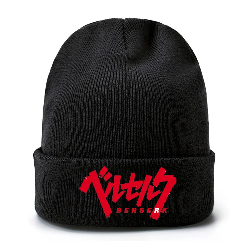 Juego Berserk sombrero tejido Logo estampado Anime dibujos animados gorros de lana Otoño Invierno Skullies ropa al aire libre gorros cálidos niños regalos de navidad