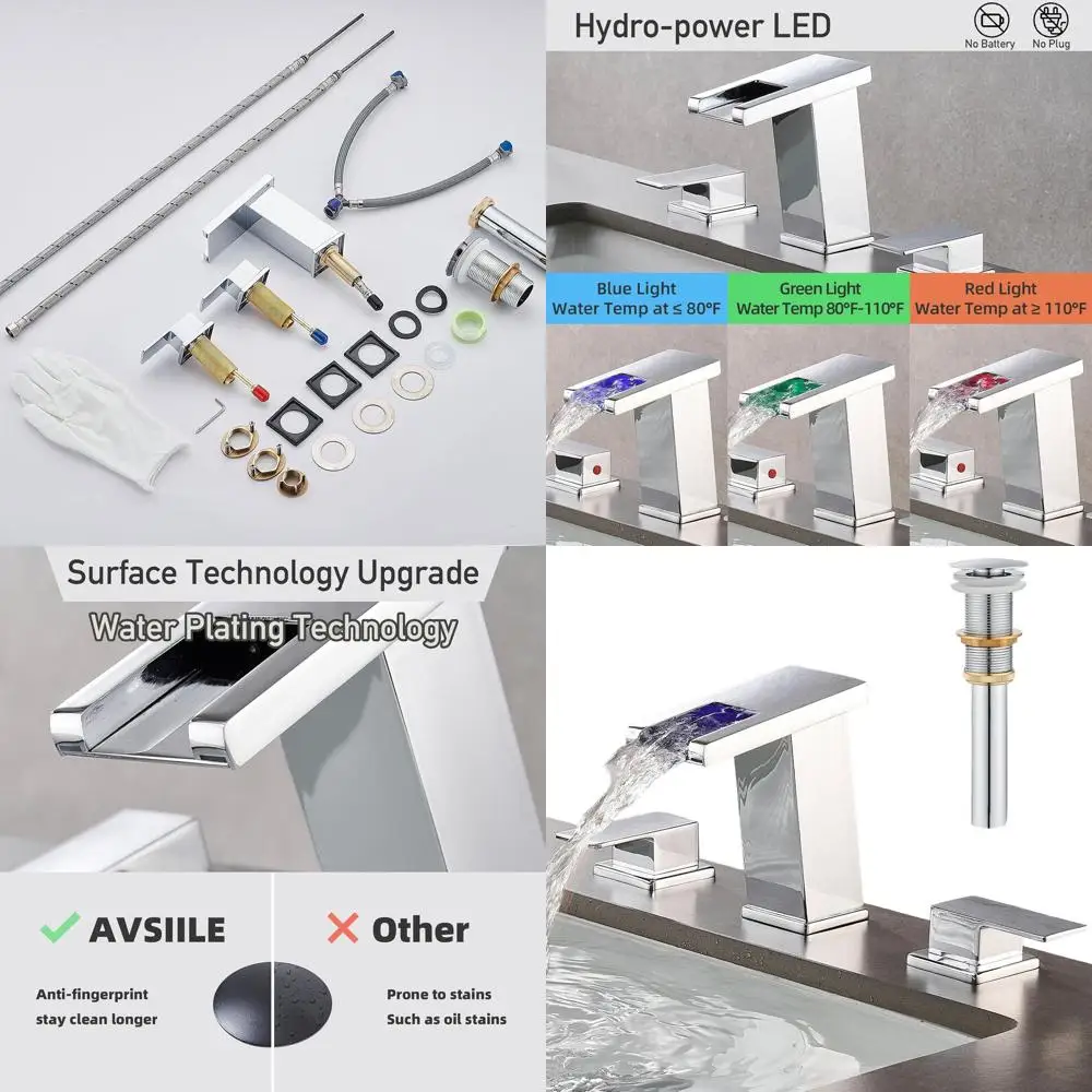 

8 Widespread Chrome 3-Hole Modern Bathroom Sink Faucet with Touch Controls