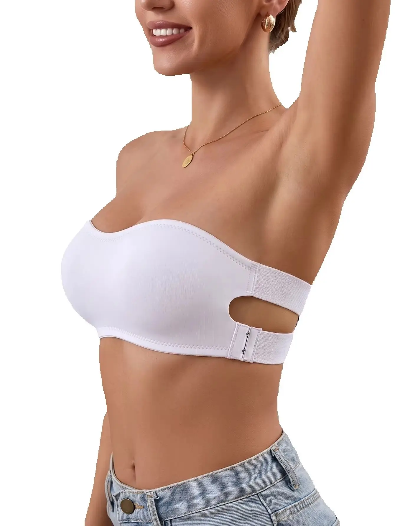 Women's Wire-free Strapless Bra Solid Basic Anti-slip Side Support Bandeau Smooth Seamless Bralette view 3