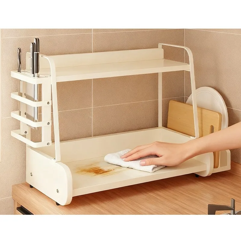 1pc 2-layer Storage Rack Seasoning Storage Shelf Countertop Organizer Bedroom Bathroom Kitchen Accessories Home Storage Rack