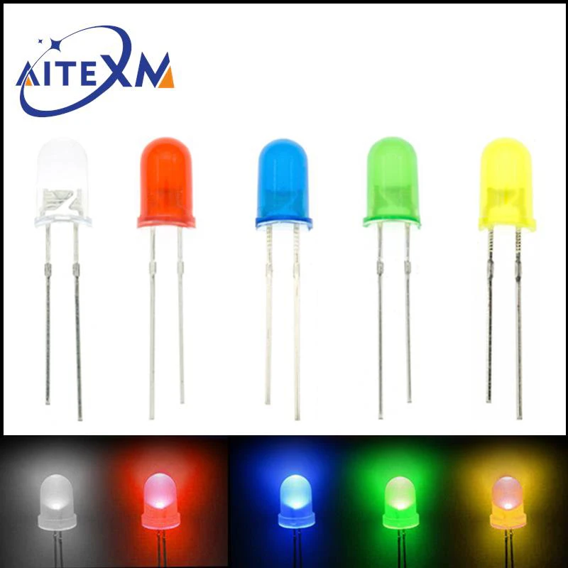 200 pz 3mm 5mm LED diodo Kit assortito bianco verde rosso blu giallo F3 F5 luci a Led diodi emettitori Kit elettronici fai da te