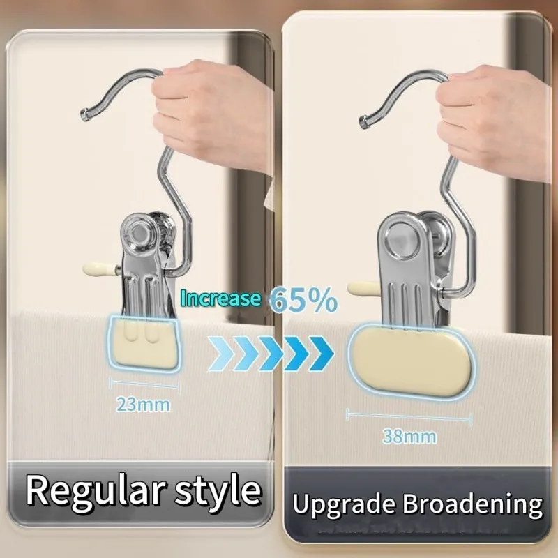 خطافات غسيل معلقة من الفولاذ المقاوم للصدأ دبابيس الملابس المحمولة كليب الشماعات لخزانة السفر الجوارب السراويل حقائب اليد القبعات المناشف #4