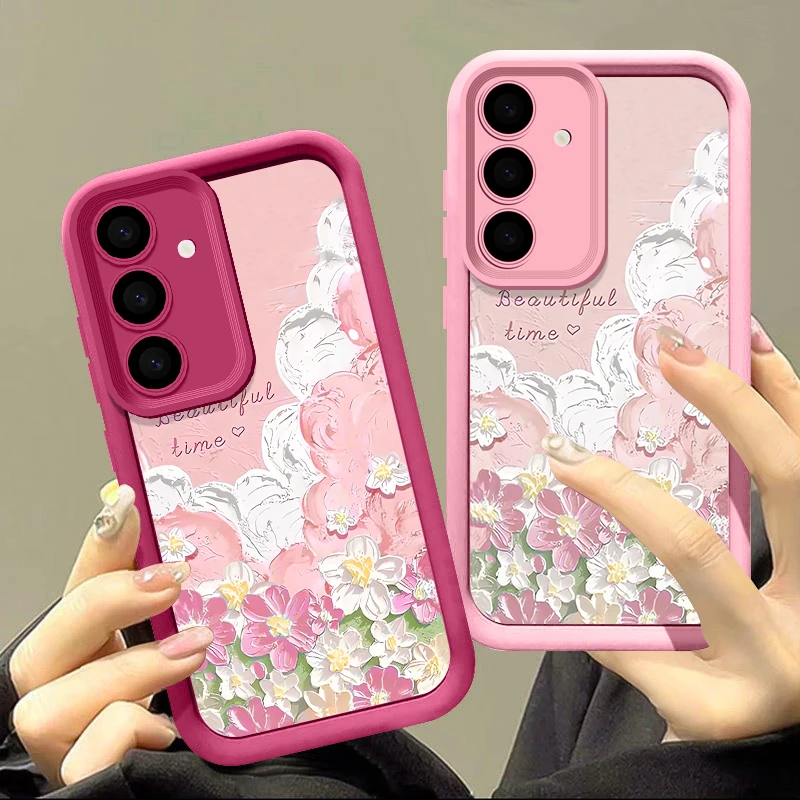 Floral Flowers Case For Samsung Galaxy S25 S24 S23 S22 Ultra Plus S24 FE A17 A55 A56 A14 A15 A54 A34 A36 A26 Silicone Soft Cover