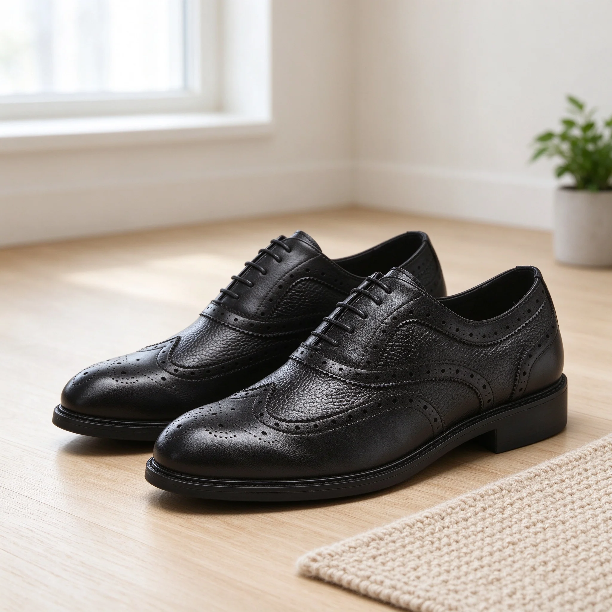 Desai Men's Dress Shoes Faux Leather Classic Wingtip Brogue Oxford Wide Width Fall Winter Comfortable Stylish Elegant Walking