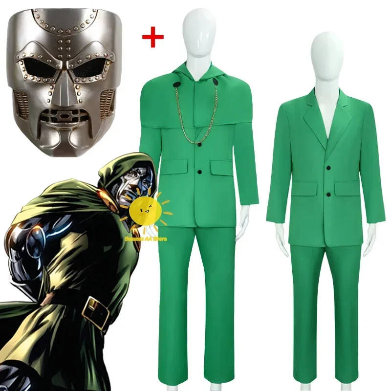 

BEAST KINGDOM Doctor Doom Cosplay The Avengers Cosplay Costumes Green Suits Shawl Mask Doctor Doom Halloween Party Cos Adult Man