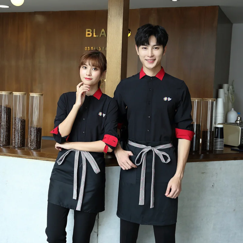 Uniformes de trabajo de Hotel Otoño Invierno mujeres Hot Pot restaurante barbacoa restaurante Hotel casa de té restaurante occidental camarero de manga larga