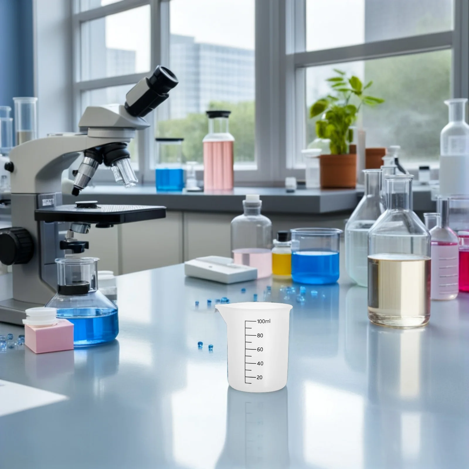 

8pcs Silicone Measuring Cups 100Ml Reusable Flexible Graduated Mixing Cups For Resin Epoxy Liquid Measuring Transparent Spout