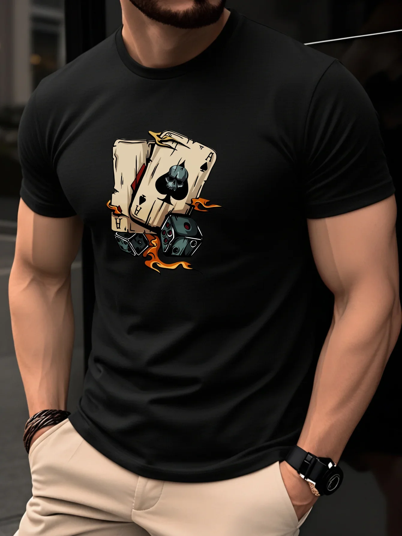 camiseta-casual-de-verao-folgada-para-homens-e-criancas-100-algodao-gola-redonda-manga-curta-com-estampa-de-cartas-de-poquer-padrao-de-espadas-e-chamas