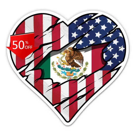 

American Flag Heart Mexican Cute Window Boat Car Truck Gift Funny Retro Trendy Vintage