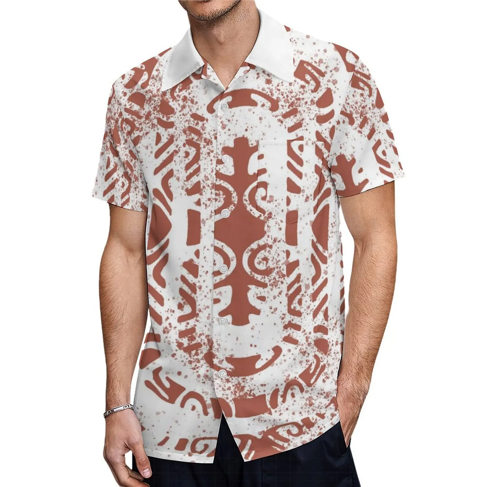 Customized Polynesian Tribal Prints Men Shirts Samoan Style Ruffled Pleated Sexy Women Dress Hot Couple's Clothing MUMU