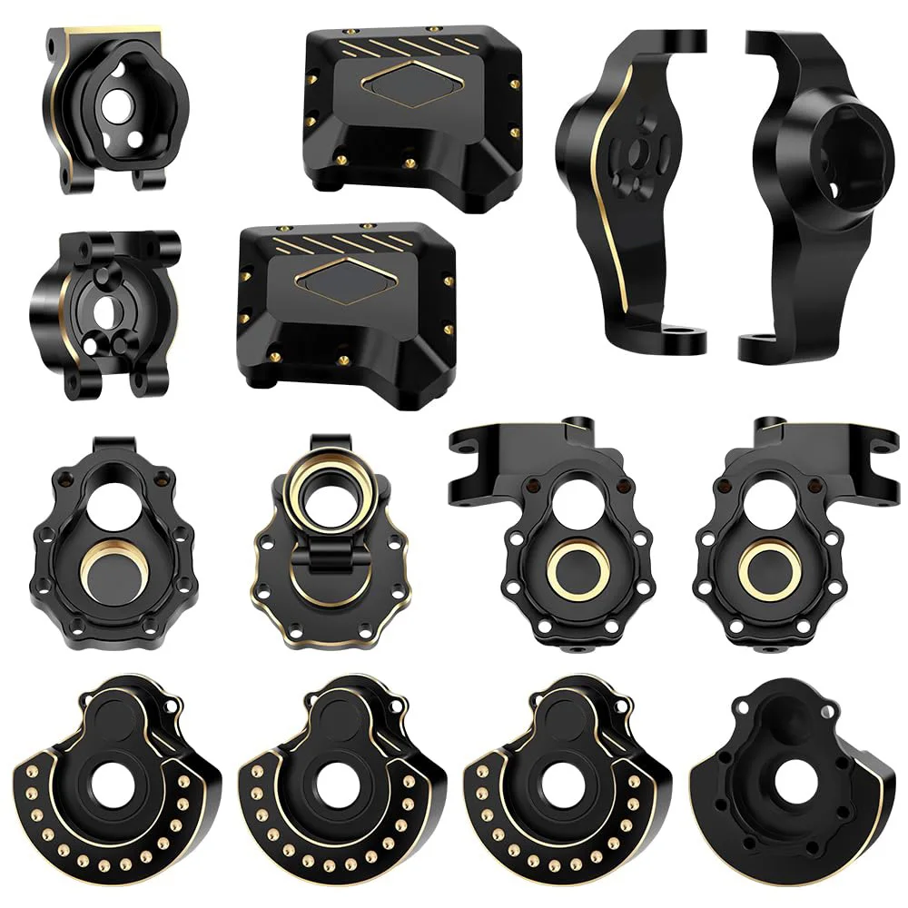 

GLOBACT Brass Upgrades Kit for 1/10 TRX4 F/R Portal Axle Inner & Outer Portal Housing Diff Cover Drive Axle Mounts RC Crawler