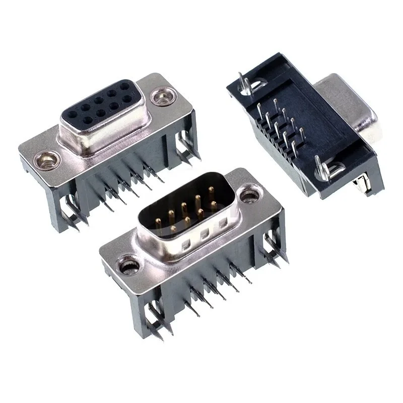 10Pcs/Lot Dr9 D-Sub/Vga Connector Riveted Db9 90-Degree Bent 9P Female / Male