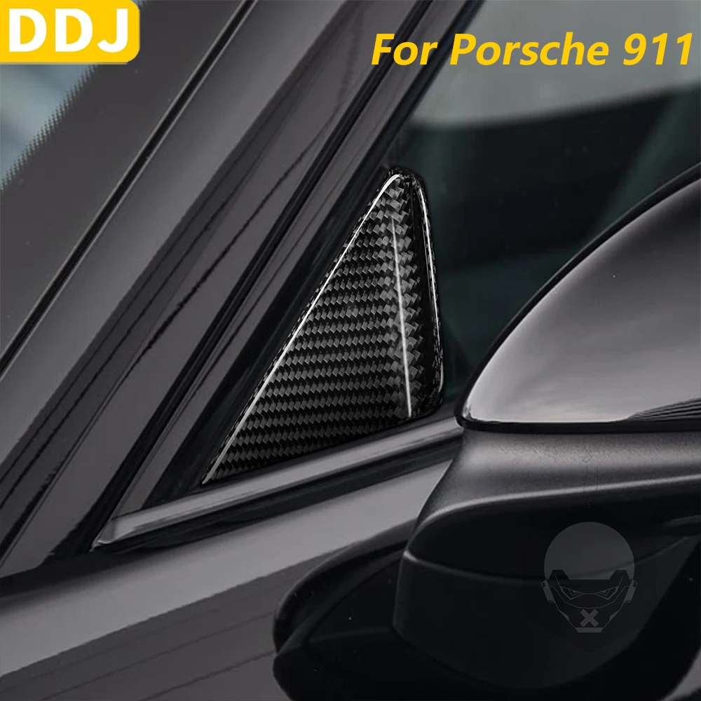 

Для Porsche 911 992 2020-2025 настоящая сухая внешняя стойка из углеродного волокна, треугольная накладка на окно, модификация автомобильных аксессуаров