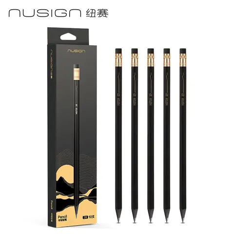 Deli 10 pièces 2B/HB Hexagonal poteau en bois crayon examen d'art croquis peinture dessin crayons cadeau école et fournitures de bureau papeterie