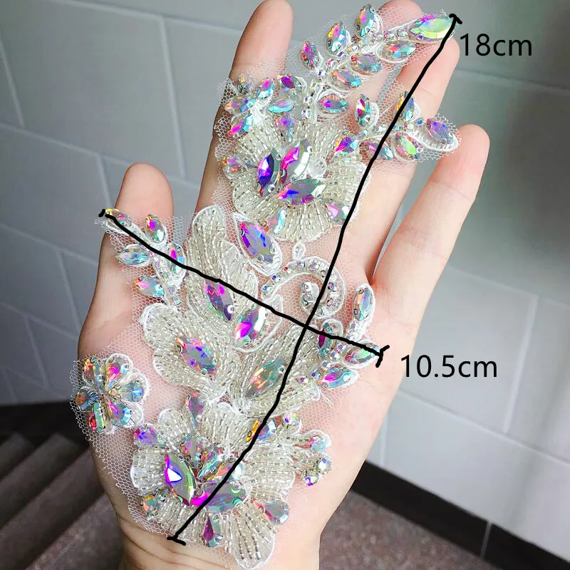 AB Glass Crystal Beaded Trims For Garments Accessory DIY Rhinestone Applique For Dress Ornaments