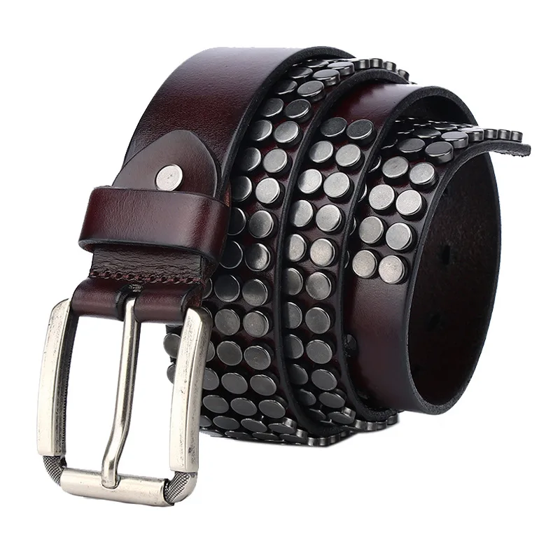 men luxury fashion original leather rivets belts pin buckle studded belt womens brand designer strapon punk goth waistband leash