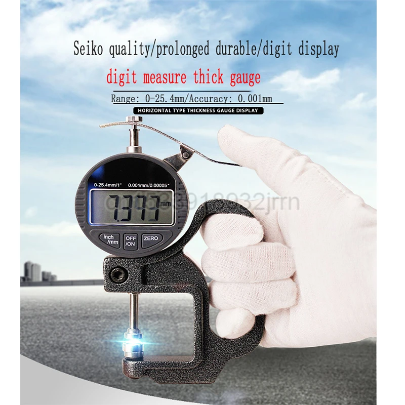 

1pcs Digital Thickness Gauge 0.001mm Thickness Gauge 0-25.4mm Electronic Thickness Gauge