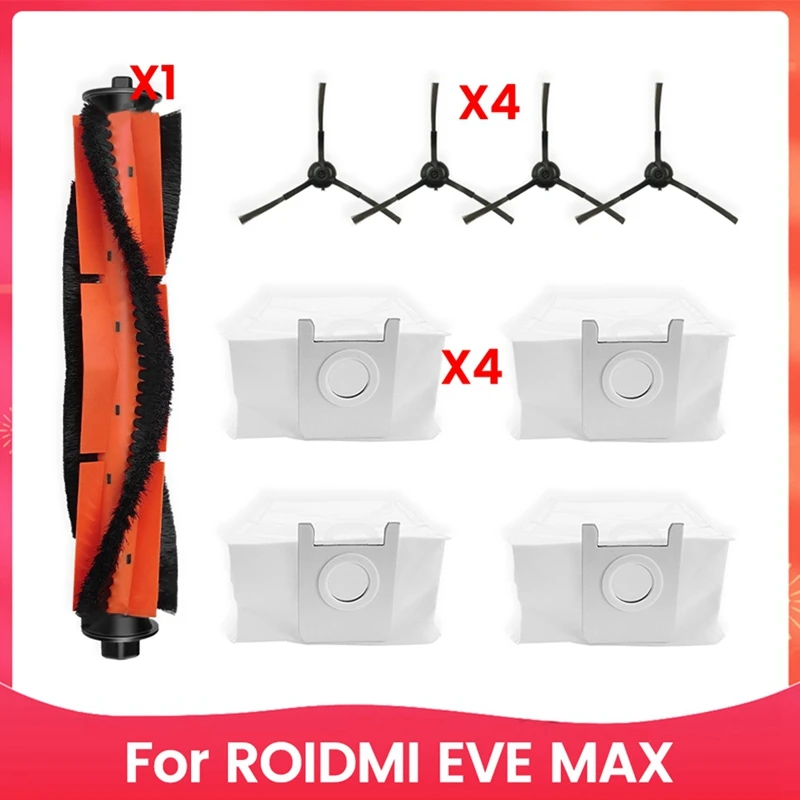 

A96I-For ROIDMI EVE MAX Vacuum Parts Main Roller Side Brush Dust Bags Accessories
