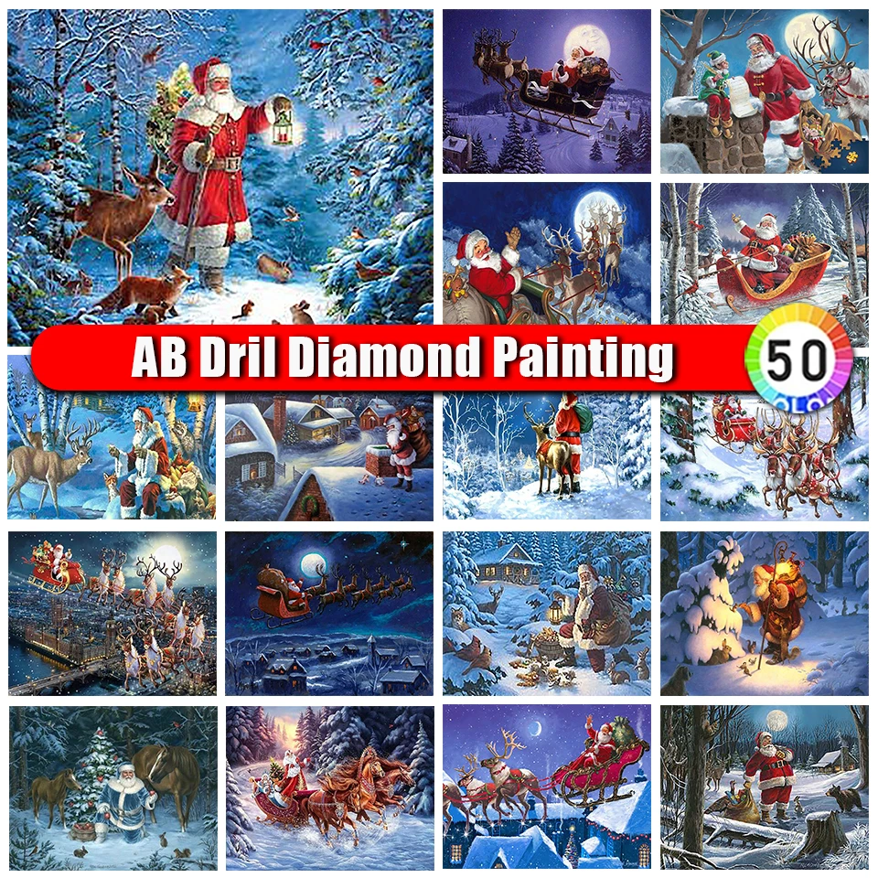 

Merdika Zipper Bag AB Diamond Painting Santa Claus Cartoon Picture Mosaic 5d Diamond Embroidery Santa Claus Holiday Diy Gift