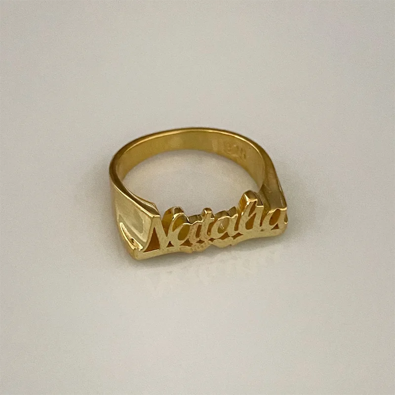 DHQH Annual New Wholesale Customized Name 925 Silver Ring Personalized Letter Exquisite Alloy Ring Christmas Commemorative Gift