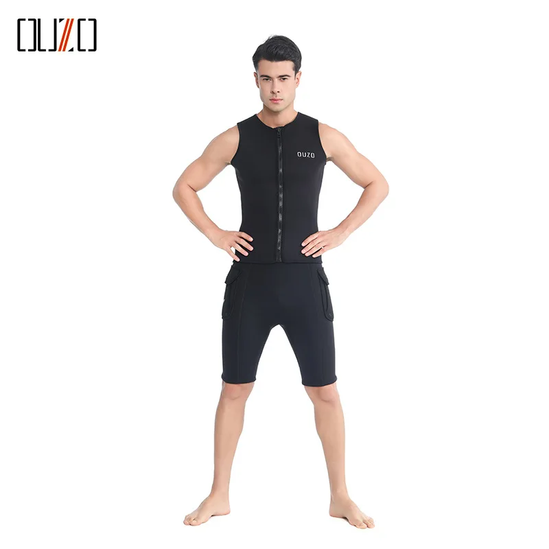 

Men Wetsuit Tops and Vest 3mm CR Neoprene Vest or Shorts Surfing Swimming Front Zip Wet Suit for Water Sports Diving Kayaking