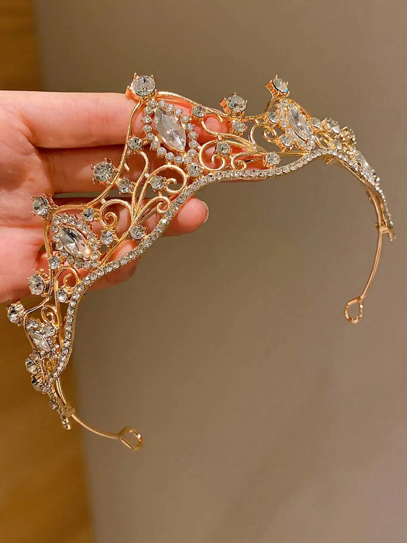 

Золотистая корона с стразами для волос, аксессуар для женщин