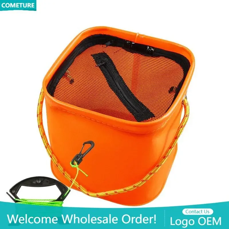 

Outdoor Fishing Tackle Box Fold Box Fishing Camping Bag Case Fish Accessories Foldable EVA Water Bucket with Rope Belt