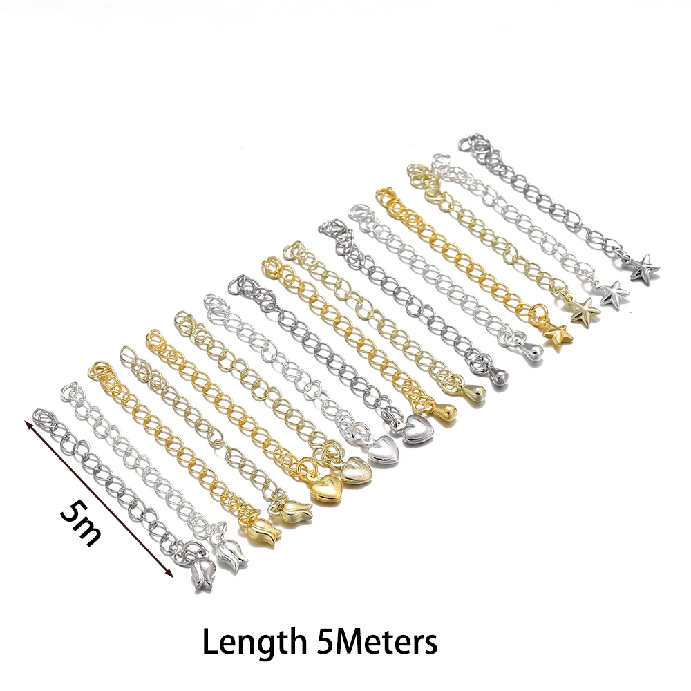 5 stks/partij 14K 18K Goud Kleur Hart Bloem Ketting Staart Connector Chain Drop Tail Uitgebreide Ketting Voor DIY sieraden Armband Maken