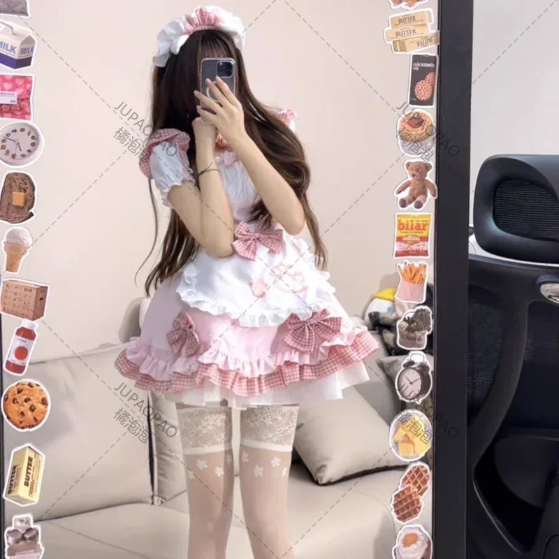 Lolita Cat Girl Maid Cosplay Trajes, Anime Vestido Rosa, Doce Festa Estudante Roupas, Kawaii Japonês, Plus Size, Love Live