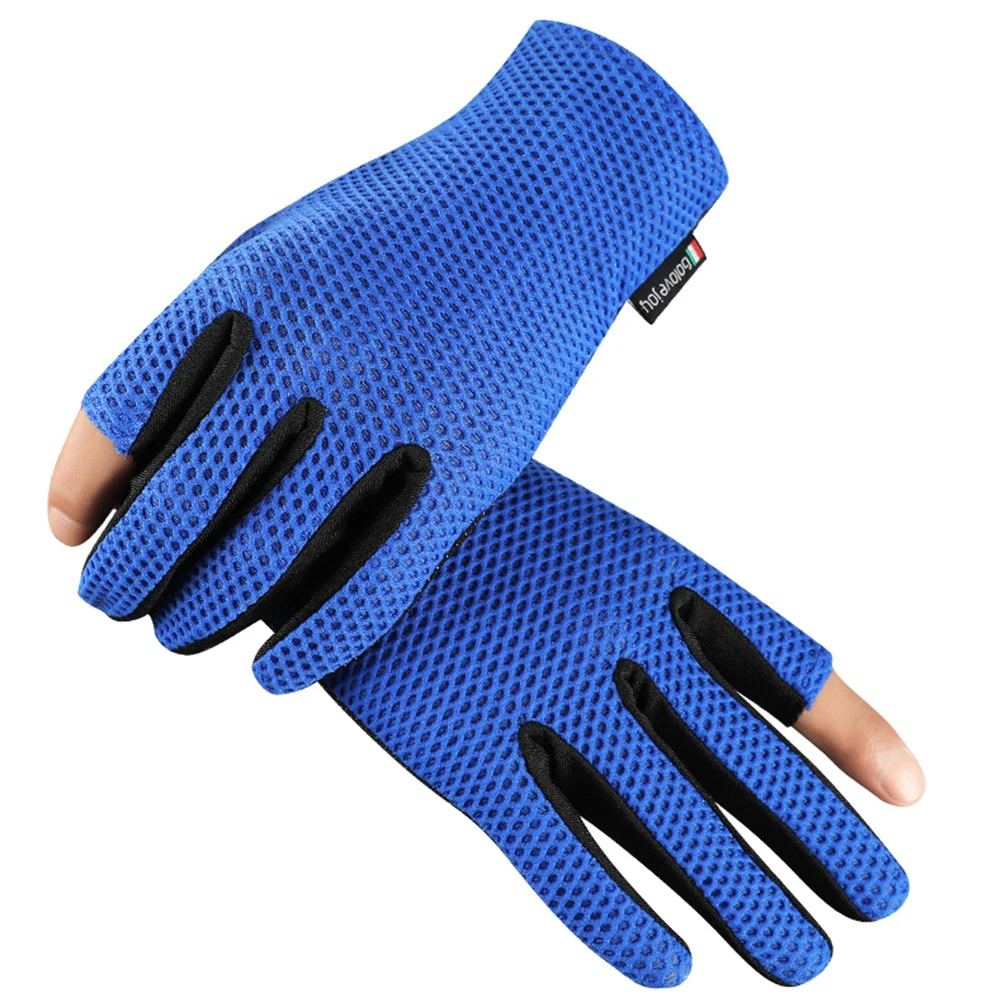 

1Pair Durable Practical Sports Gloves Ice Silk Silica Gel for Outdoor Activities Cycling Climbing Fishing Riding Blue