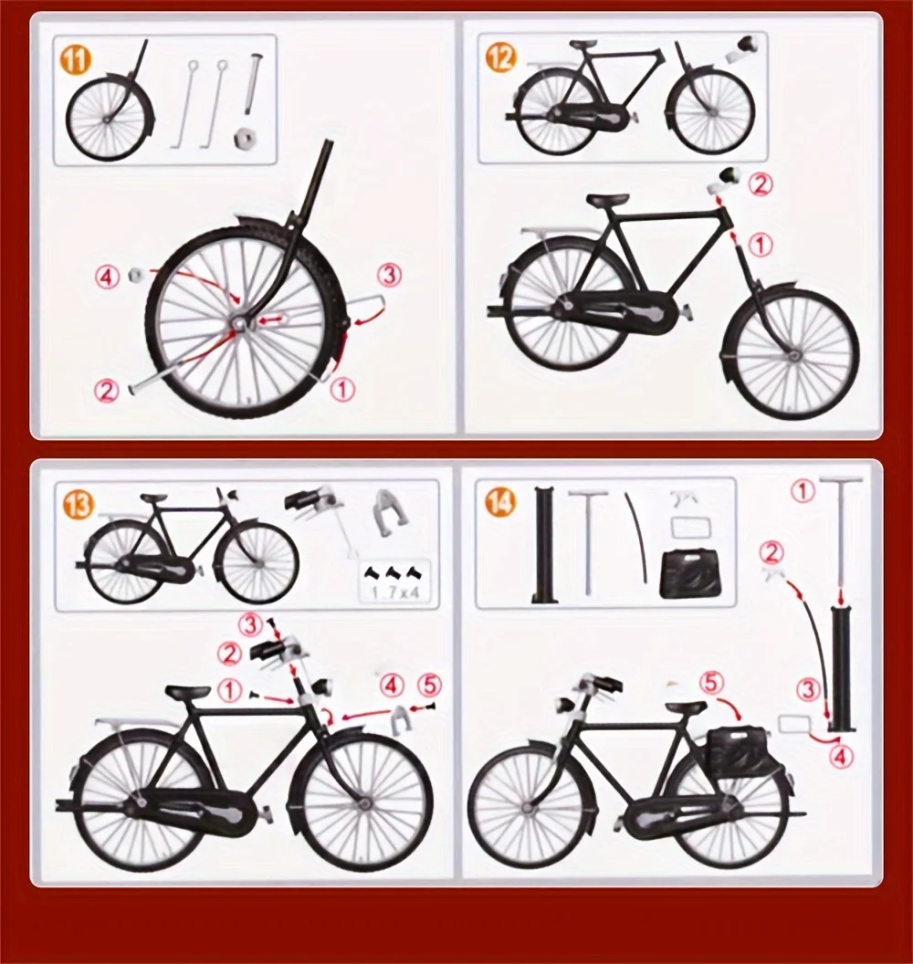 Vintage-Fahrradmodellbausatz – mit Pumpe und Gepäck, ideales Geschenk für Sammler und Home-Office-Dekoration – Detail 3