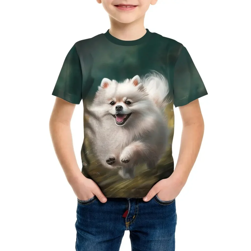 2024 Retro Dog 3d Print Casual Children's Clothing Top Tee Shirt Fashion T Shirt Animal Kids Boy Clothes Short Sleeve