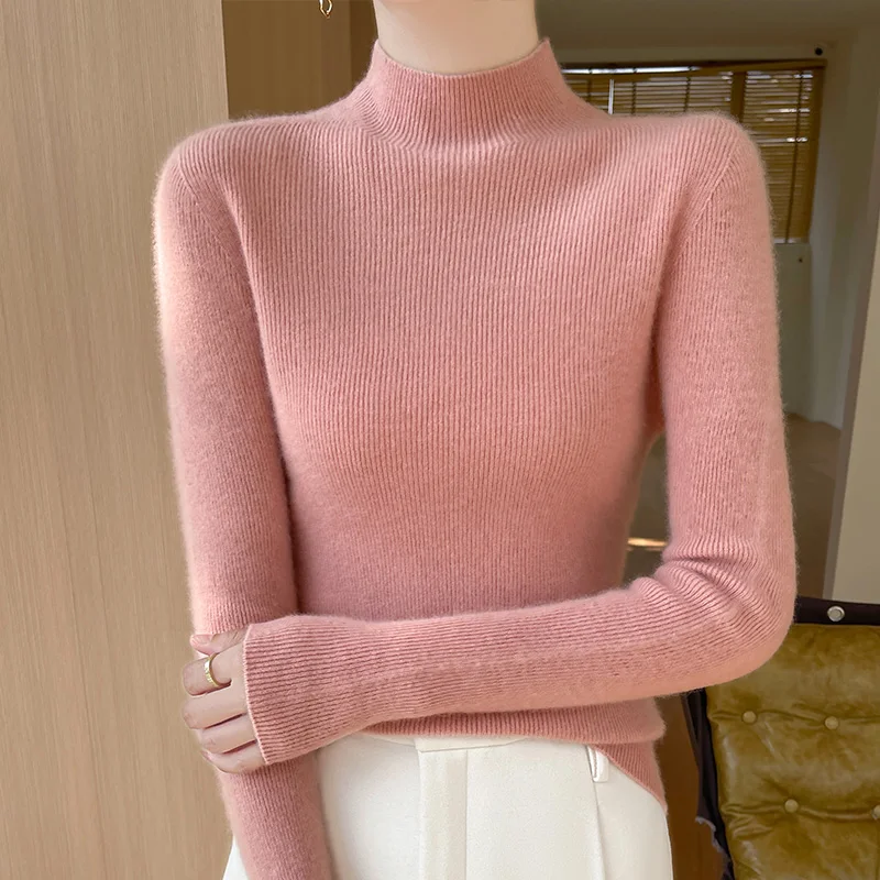 2024 maglione di cashmere da donna mezzo collo autunno e inverno pullover nuovo maglione di cashmere maglione da donna lavorato a maglia da donna