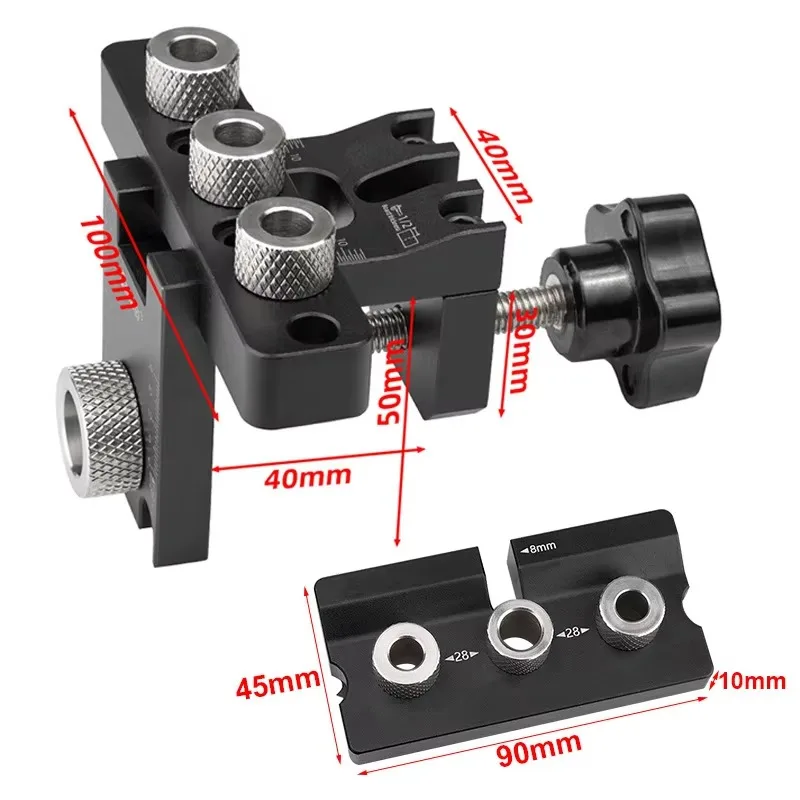 Industrial grade and DIY grade aluminum alloy positioning drilling fixture, precision hole locator for woodworking, support cust