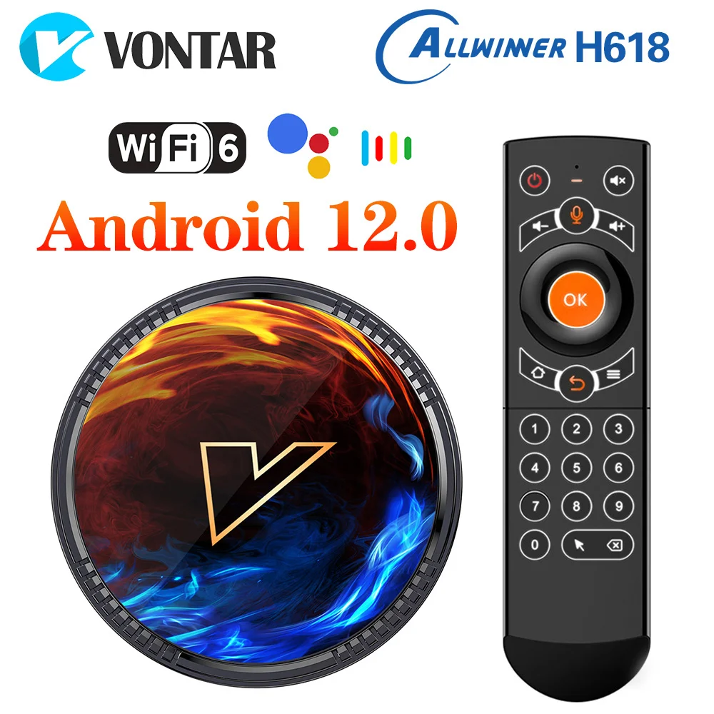 VONTAR H1 Android 12 TV Box Allwinner H618 Quad Core Cortex A53 Obsługa 8K wideo BT Wifi6 Google Voice Media Player Set top box