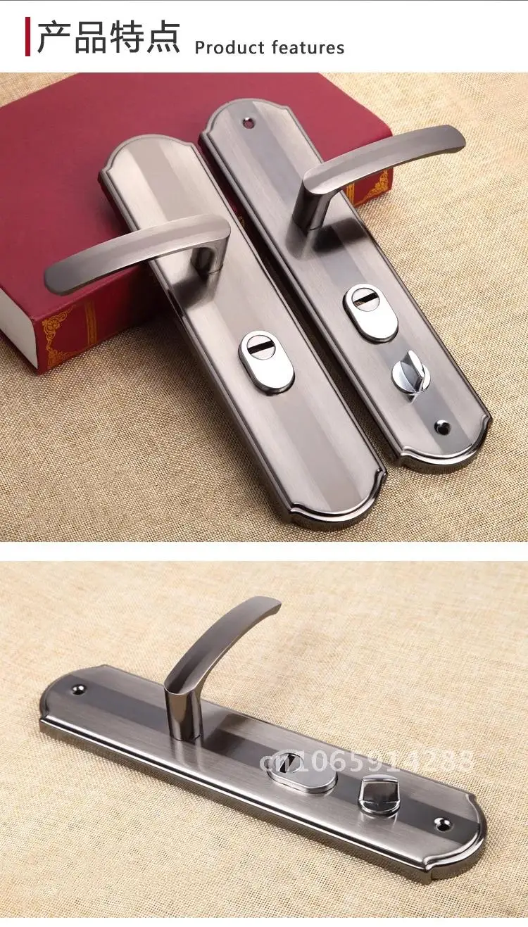 Aluminium Alloy Door Handle Universal Security Door Pair Thickened Handle Lock Household Door Handle Panel Hardware Lock