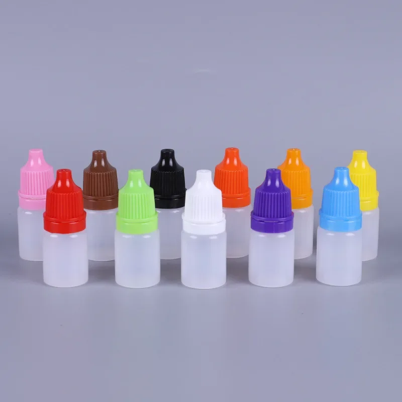 10Pcs/Lot 5ml Eyes Drop Refillable Bottle Empty Plastic Squeezable Dropper Bottles Eye Liquid Dropper Sample Colorful Cap