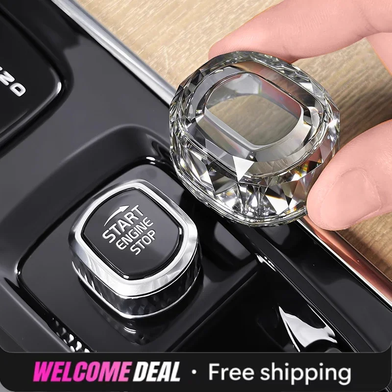 

For Volvo XC60 S90 XC90 S60 V60 V90 One Click Start Crystal Knob Cover Interior Modification Accessories